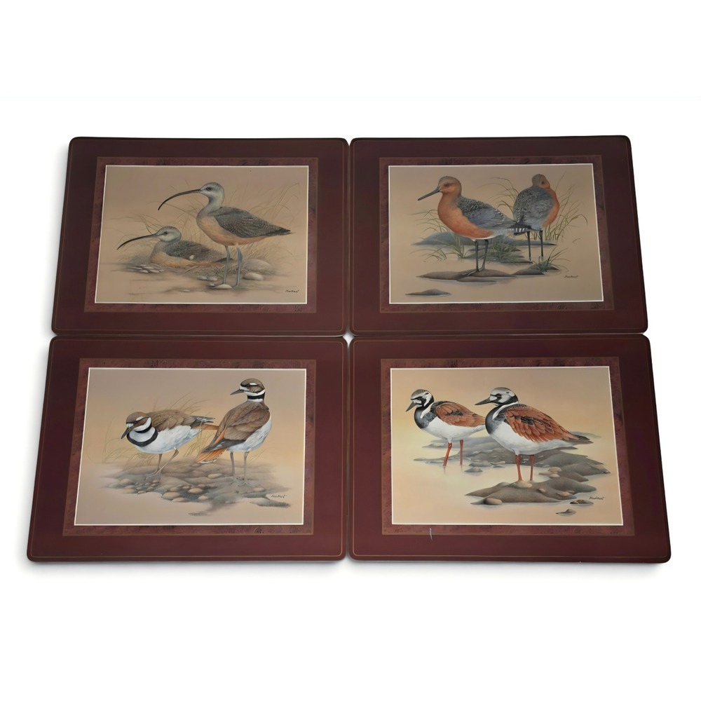 Vintage Pimpernel Placemats Brown Shorebirds J Burkhart Set of 4 Made In England